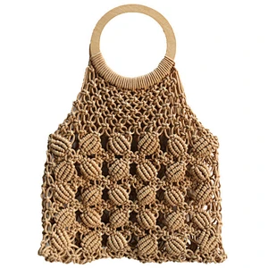 Low moq crochet net tote bag handmade bags women beach handbag
