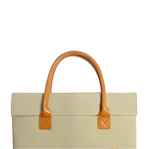 Hot products women canvas laptop business bag with thin and light leather handle