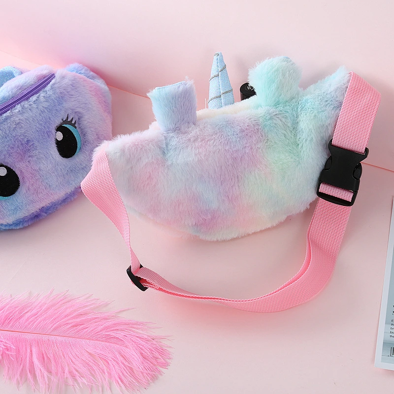2020 Fashion Children Plush Unicorn Waist Bag Unicorn Crossbody Cute Rainbow Pink Kids Fanny Pack