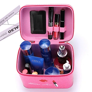 High Quality PU Leather Makeup Box Women Travel Vanity Jewelry Cosmetic Case With Mirror