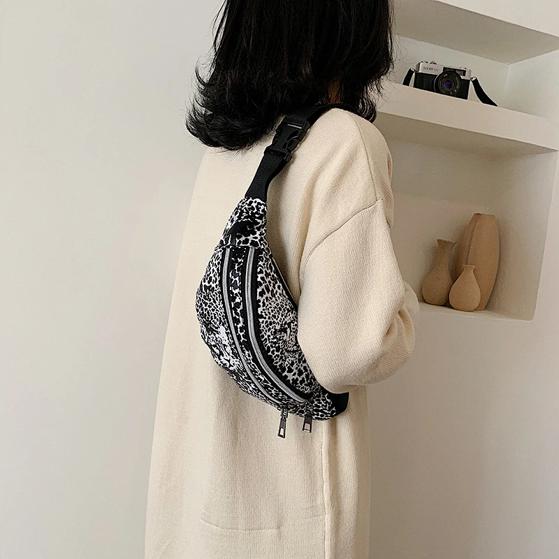 Fashion Wholesale Women Leopard Fanny Pack Pu Leather Street Wear Hip Pack Leopard Fanny Pack