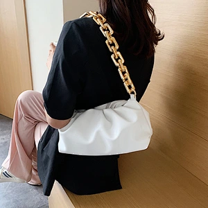 2020 New Fashion Ladies Chain Solid Color Shoulder Crossbody Bag Girls Clutch Bag Pu Leather Purse Handbag For Women