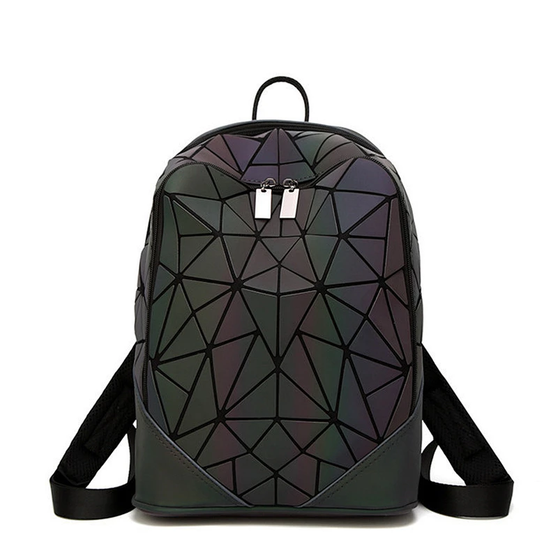 Hot products ladies geometric luminous laser pu backpack new style women backpack bag