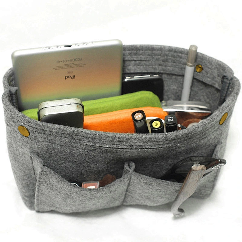 Medium-Sized Felt Cosmetic Bag Large Capacity Multi-Functional Double Layer Storage Bag Makeup Felt Bags
