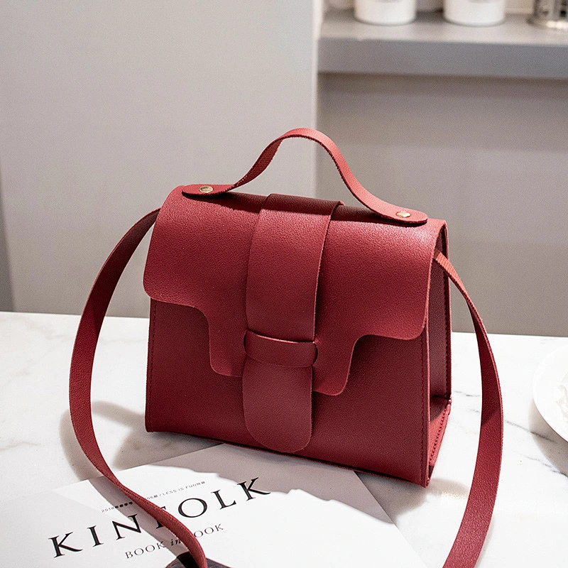 Wholesale Women 2020 New Style Mini Pure Colour Student Shoulder Bag PU Leather Girls Simple Retro Package Messenger Bags