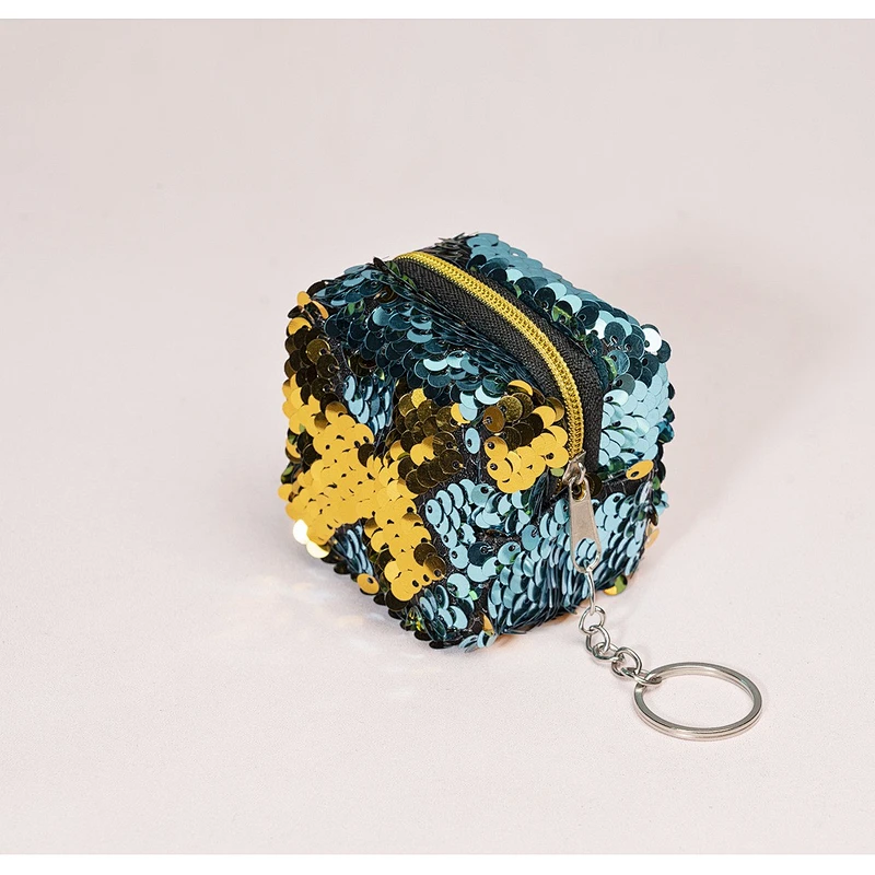 New sequined square three-dimensional mini coin purse ladies coin purse key case