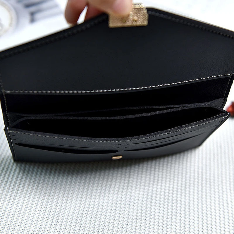 New Geometric Envelope Clutch Card Holders fashion women ladies  leather long wallet