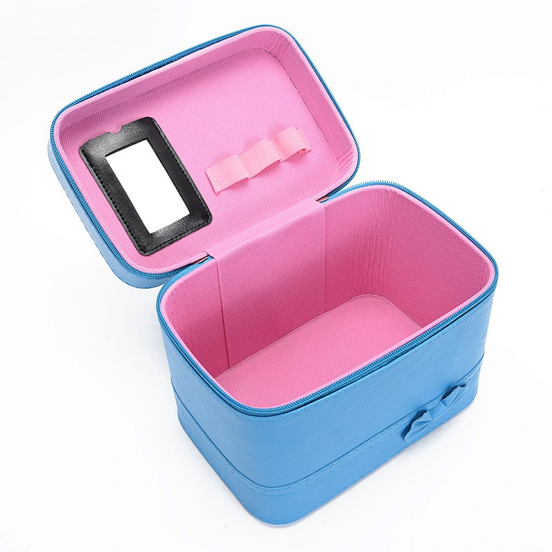 PU Square Makeup Pure Color Cosmetic Bag 2020 New Style Cosmetic Box Fashion Bow Cosmetic Case
