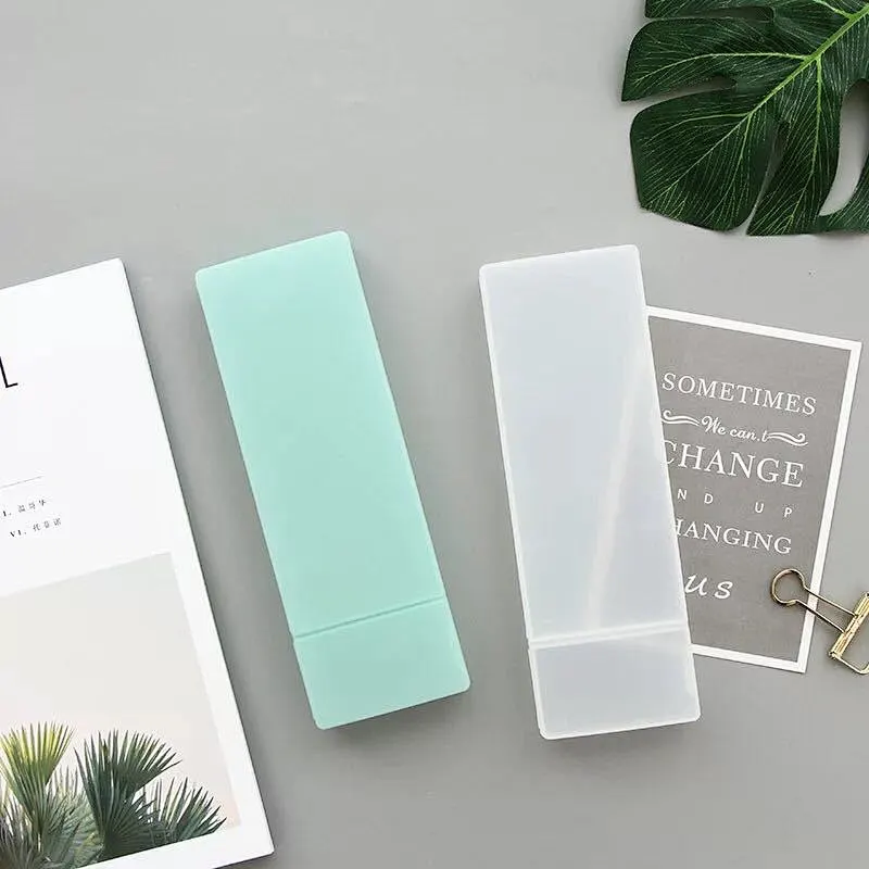 Factory Direct Simple Transparent Frosted Stationery Box Student Plastic Pencil Box Customized Size Printing