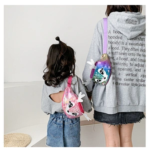 2020 new Korean laser chest bag antler diagonal girl cartoon sequined semicircle belt bag
