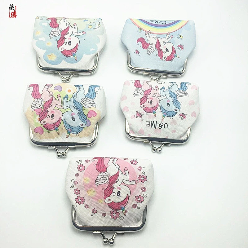 New unicorn cartoon small coin purse children's creative short wallet printing mini coin bag