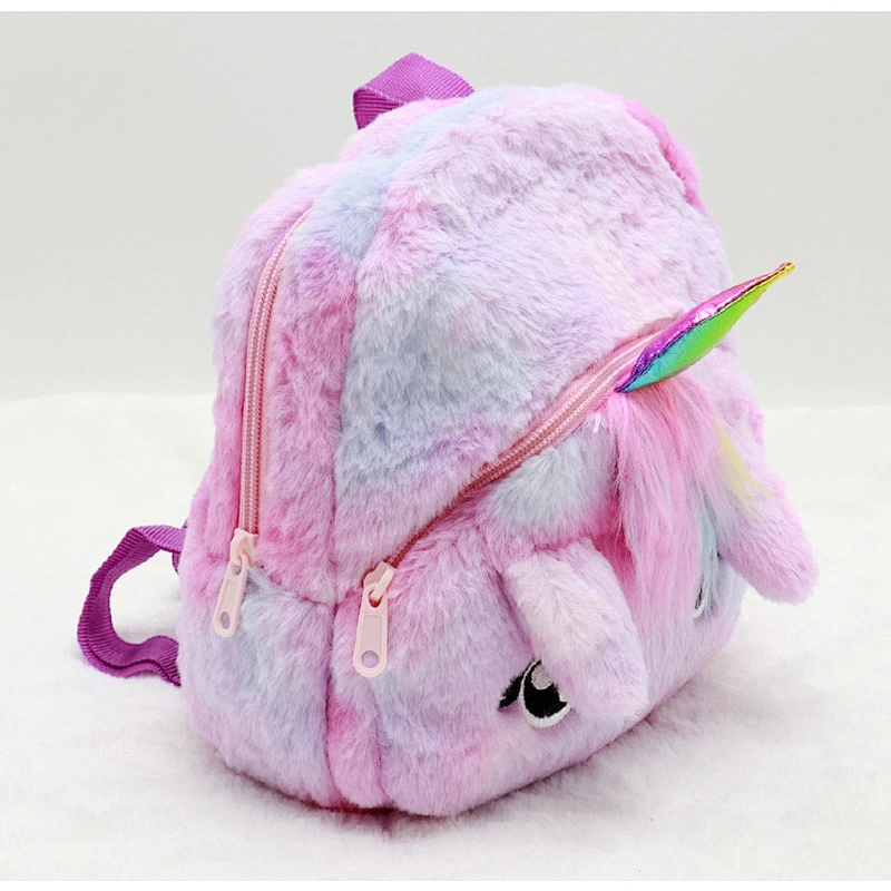 Fashion cartoon unicorn children kindergarten girl small school bag cute plush backpack