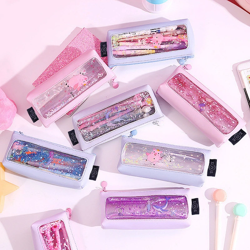 Wholesale Kids Funny Laser Pvc Pencil Case Shining Bag, Glitter Clear Pvc Pencil Bag With Zipper