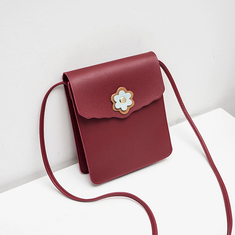 Fashion Retro Small Square Bag Flower Decoration Shoulder Bag Female Crossbody Bag