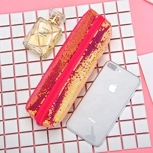 Customized Factory Wholesale Sequin Zipper Pencil Case Student Stationery Colorful Creative Simple Stationery Bag
