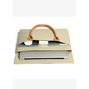 Hot products women canvas laptop business bag with thin and light leather handle