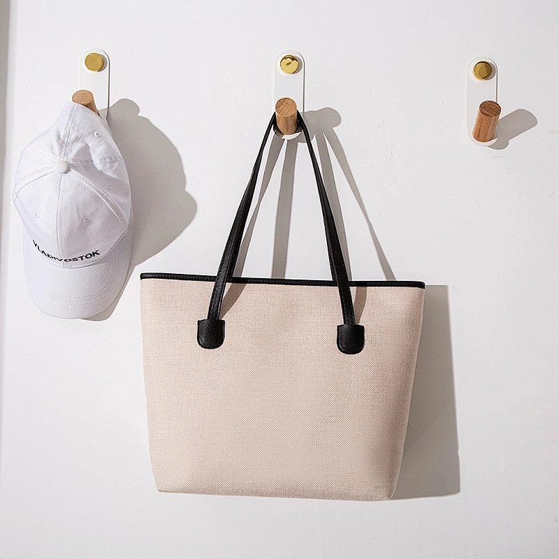 Large Soft Shoulder Bag Women Solid Color Portable Durable Shopping Plain Long Strap PU Tote Bag For Women