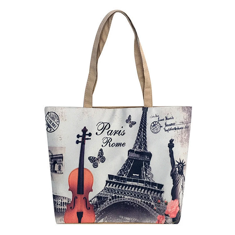 2019 New Arrivals Handbags Women Custom Printed Durable Canvas Shopping Sling Bag