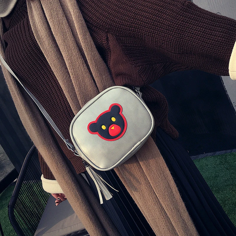 Girls PU Leather Embroidery Messenger Bag Cute Crossbody Bag For Kids
