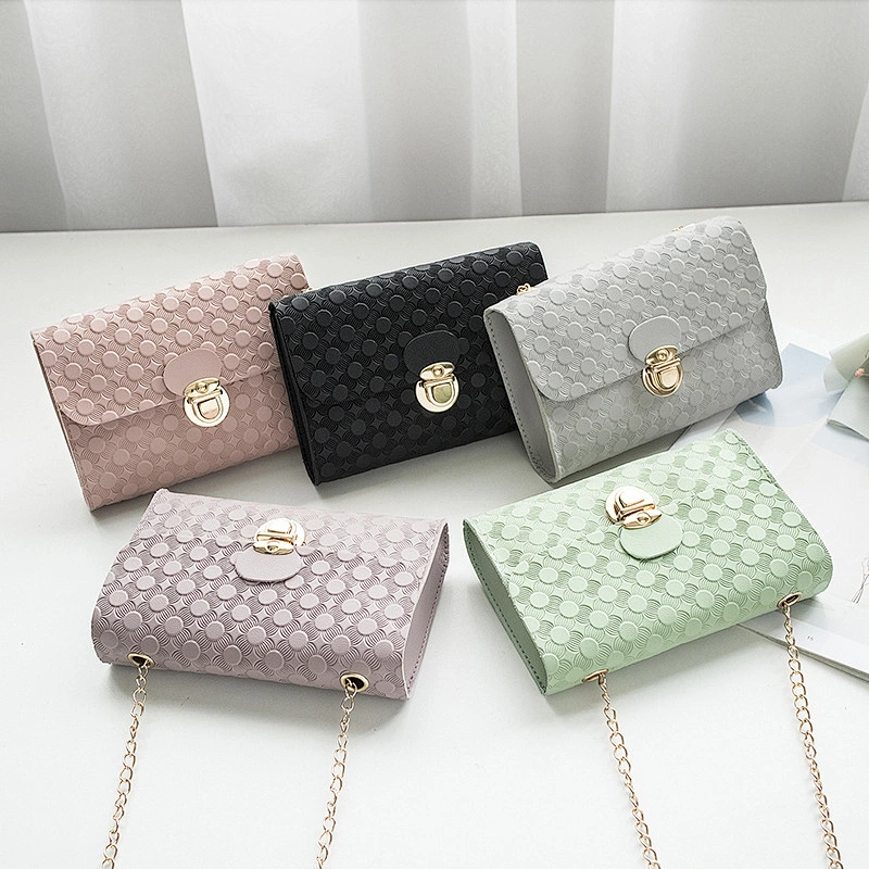 2021 Korean Fashion Ladies Crossbody Small Bags Wholesale Trend Embossed Chain Casual Women Pu Bags