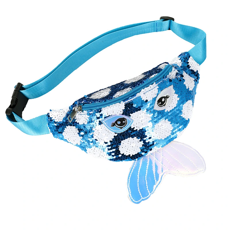 New European Fashion Mermaid Sequin Waist Bag Ladies One-Shoulder Diagonal Bag Children'S Phantom Cartoon Chest Bag