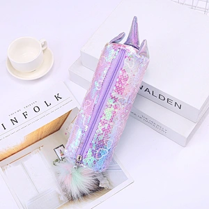 New Unicorn Student Pencil Case Rainbow Sequins Colorful Cartoon Pencil Case Stationery Storage Bag