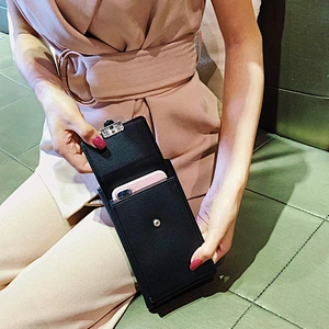 New Style Ladies Wallet Vertical Lychee Pattern Diagonal PU Mobile Phone Wallet Bag
