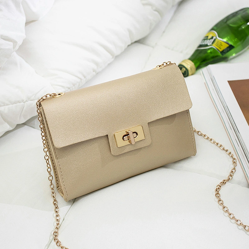Female Pu Leather Wholesales Prices Crossbody Bag Latest Fashion Metal Lock Hard Ware Chain Colorful Shoulder Crossbody Bag
