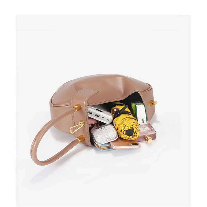 2019 New model genuine leather women vintage hand bags dumpling shape ladies tote handbag