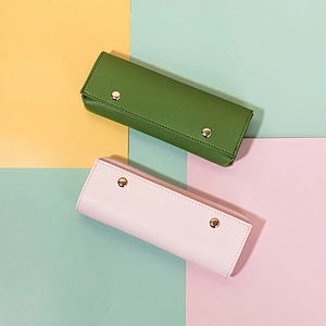 Pu Leather New Korean Style Simple College Square Stationery Pencil Case Convenient Sunglasses Storage Bag