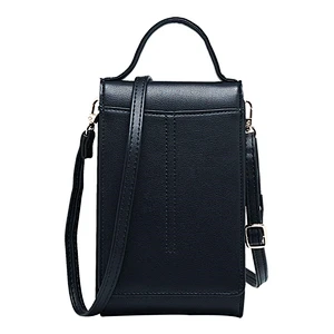 Simple Style Women PU Leather Crossbody Cell Phone Bag with Shoulder Strap Magnetic Button