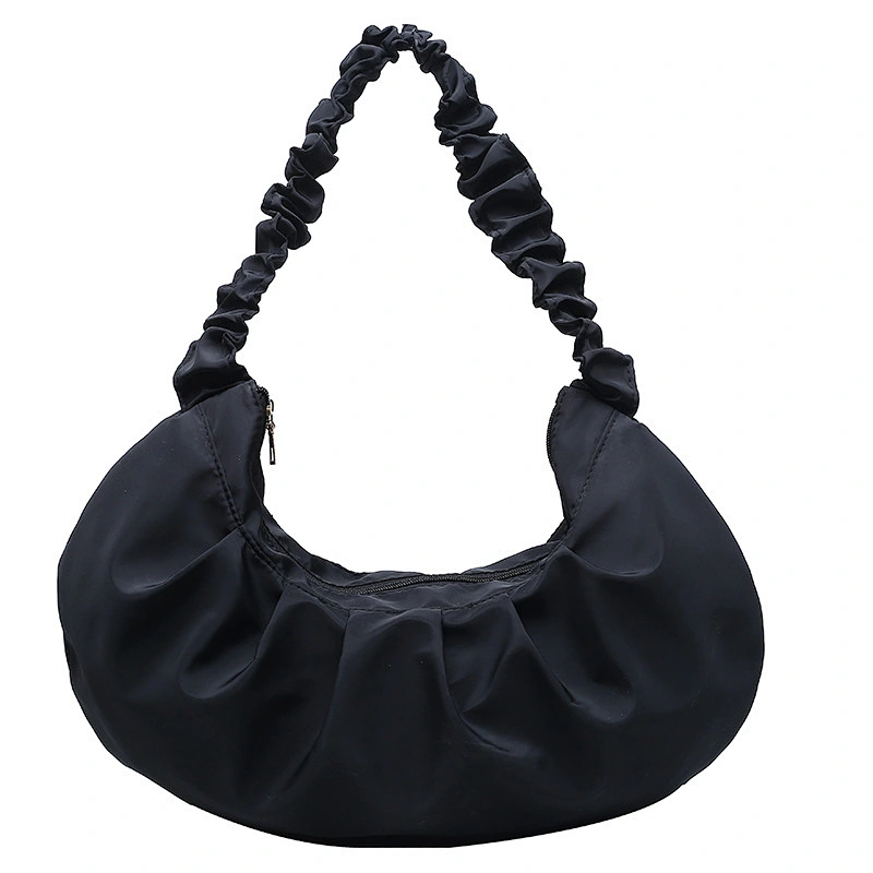 Women Ruffles Strap Shoulder Bag Designer Fashion Frilled Purses Handbags Ruched Large Totes Solid Underarm Bags