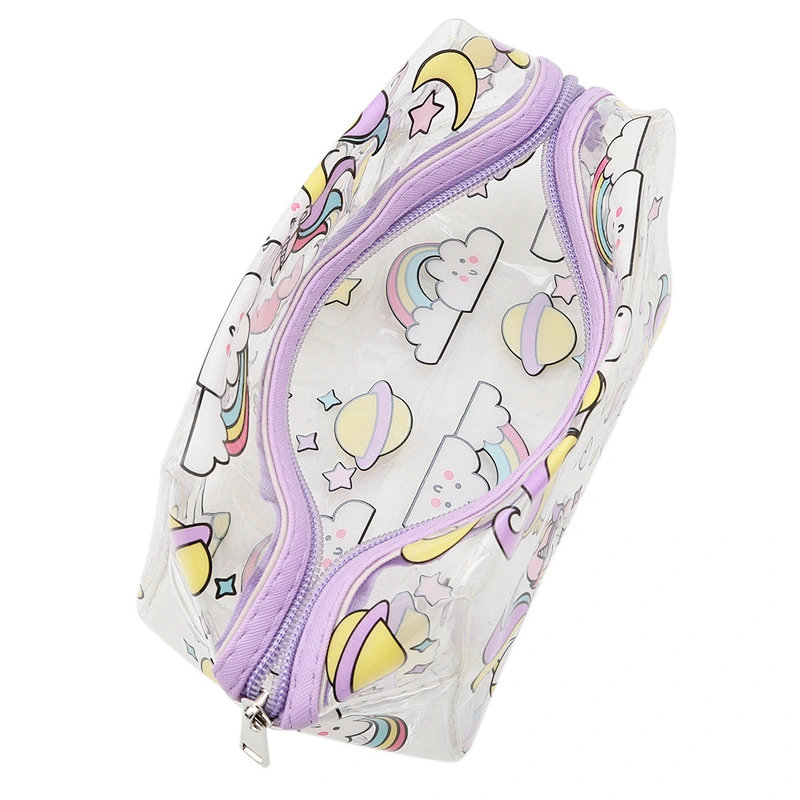 Wholesale Custom Waterproof Zipper Pvc Transparent Makeup Bag Unicorn Cosmetic Pouch