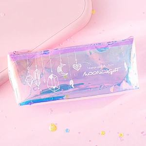 Laser Pencil Case Simple Small Girl Pencil Case Transparent Student Large-Capacity Stationery Bag
