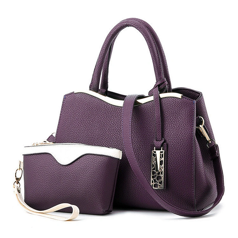 China Wholesale Fashion designers custom 2 piece set 3 colors stock leather ladies handbag sets