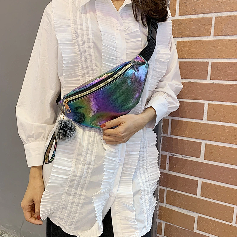 Promotional Cheap Latest PU Laser Shoulder Stylish Fanny Pack Waist Bag For Ladies