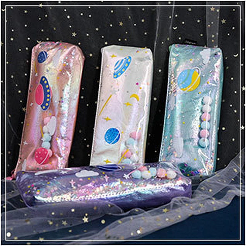 Creative Planet Quicksand Pencil Case Waterproof Gorgeous Stationery Box Laser Pencil Case