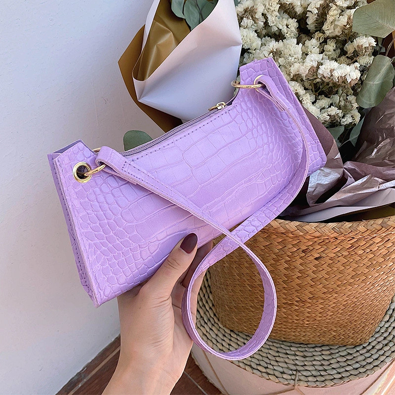 Wholesale Luxury Baguette Shoulder Bags 2021 Fall Alligator Crocodile Pattern Handbags for Women Casual Tote