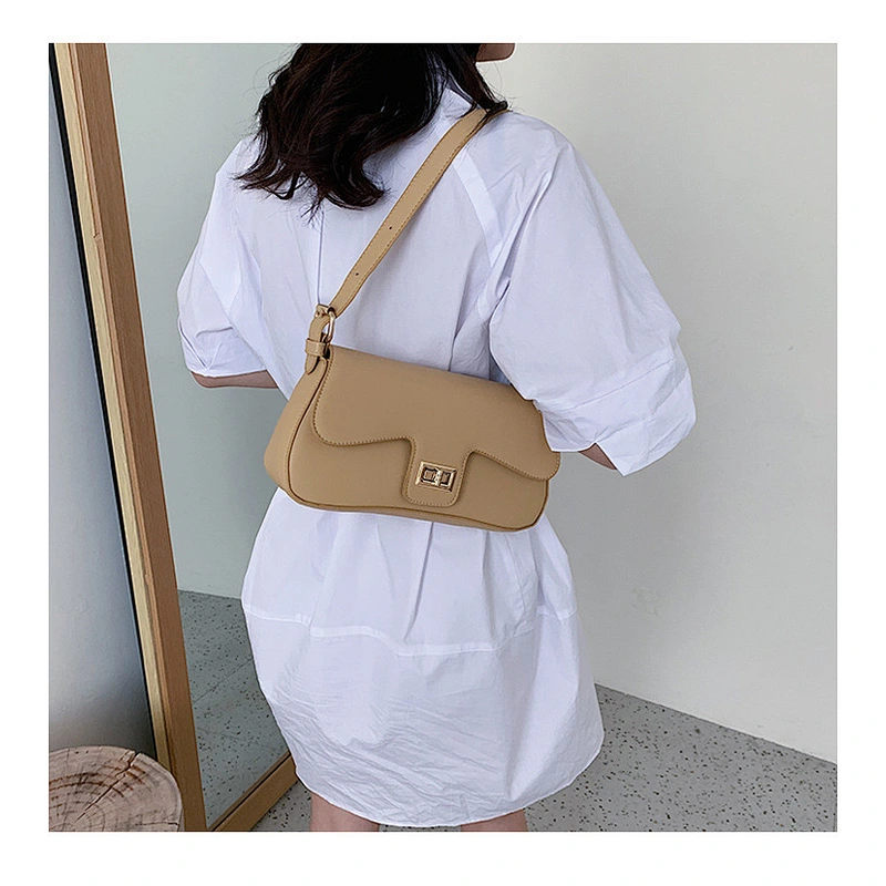 Classic Fashion Joker Pure Color High Quality Leather Women's Shoulder Bag Handbag