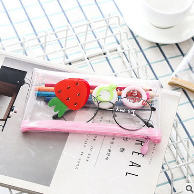 Creative Girl Transparent Pencil Case Fruit Pencil Case Small Student Stationery Bag Pencil Case Storage Bag