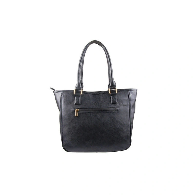 Women Leather Shopping Travel Bag Black Tote Bag Handbag For Lady
