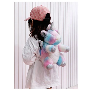 New cute colorful unicorn plush backpack doll pony shoulder bag children snack bag wholesale spot