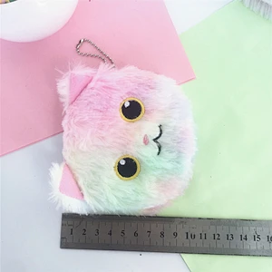 HoFactory new colorful plush coin purse girl storage coin bag round zipper mini bag for girls