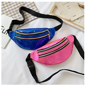 Pillow Shape PU Waterproof Holographic Laser Fanny Pack Waist Bag Mobile Phone Pouch Fashion Sport Pocket Waist Pack