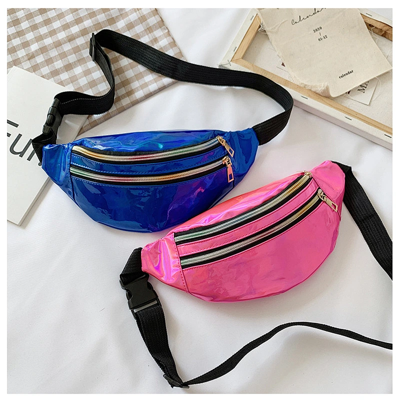 Pillow Shape PU Waterproof Holographic Laser Fanny Pack Waist Bag Mobile Phone Pouch Fashion Sport Pocket Waist Pack