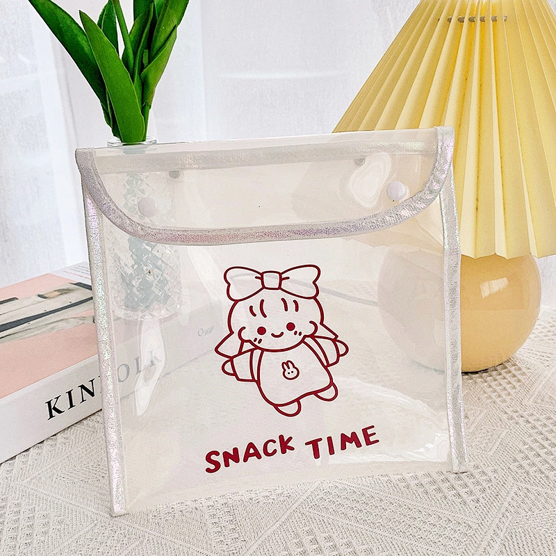 Korea Ins Homemade PVC Transparent Waterproof Storage Bag Stationery Bag With Colorful Chain