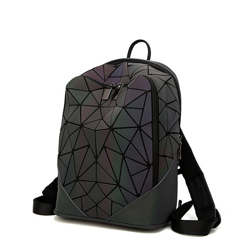 Hot products ladies geometric luminous laser pu backpack new style women backpack bag