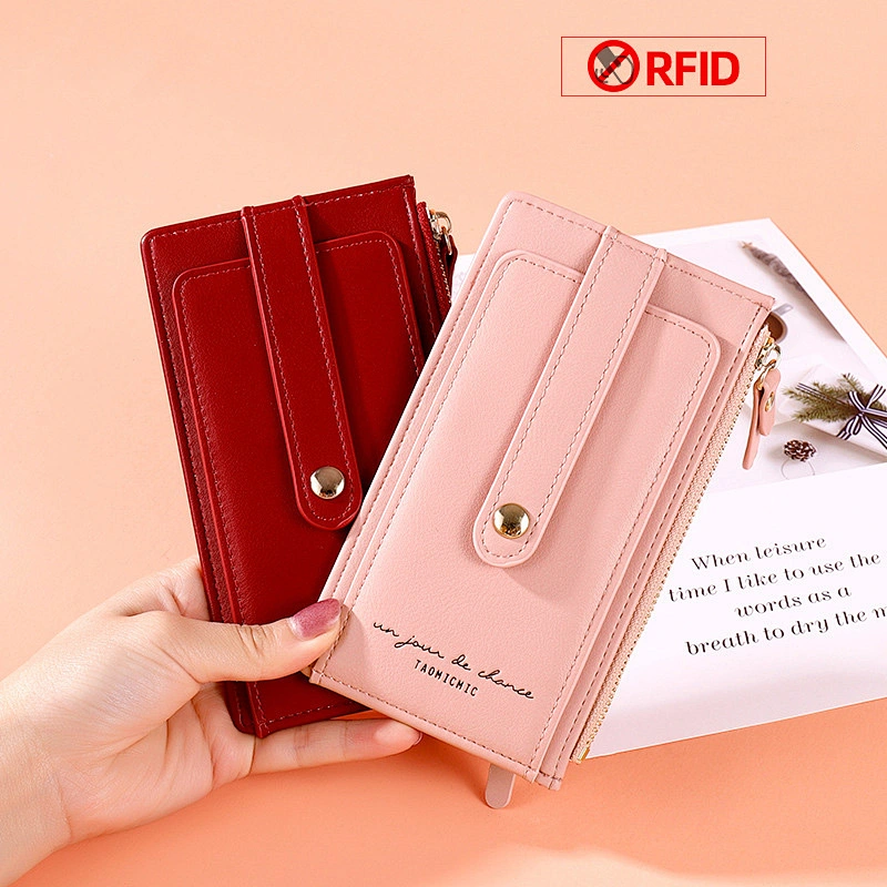 RFID Card Holder Pocket Card Case Zipper Wallets Coin Purse