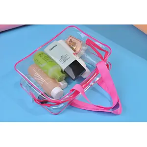 3 Pieces Set Transparent Clear Plastic Makeup Bag Travel Zipper Cosmetic Bag