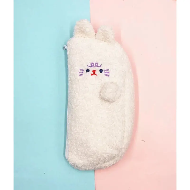 Ins Lamb Plush Cute Animal Shape Pencil Bag Pupils Stationery Storage Bag